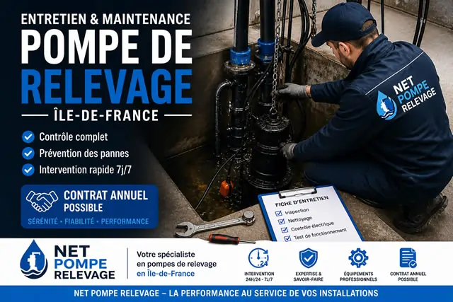 Contrat entretien et maintenance pompe de relevage en Île-de-France - Net Pompe Relevage
